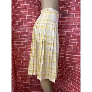 Givenchy Women’s Midi Yellow pleated plaid skirt Vintage Size 10 #CB9